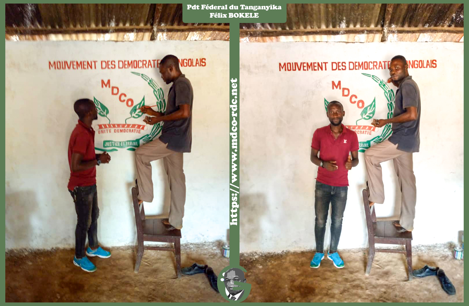 Félix BOKELE supervise la décoration des bureaux du Parti dans la province du Tanganyika.
